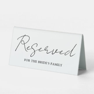 Plaque De Table Script minimaliste noir et blanc Réservé