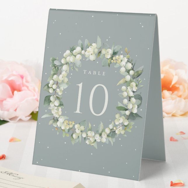 Plaque De Table Seafoam Snowberry+Eucalyptus Mariage Numéro de tab (In SItu (Mariage))