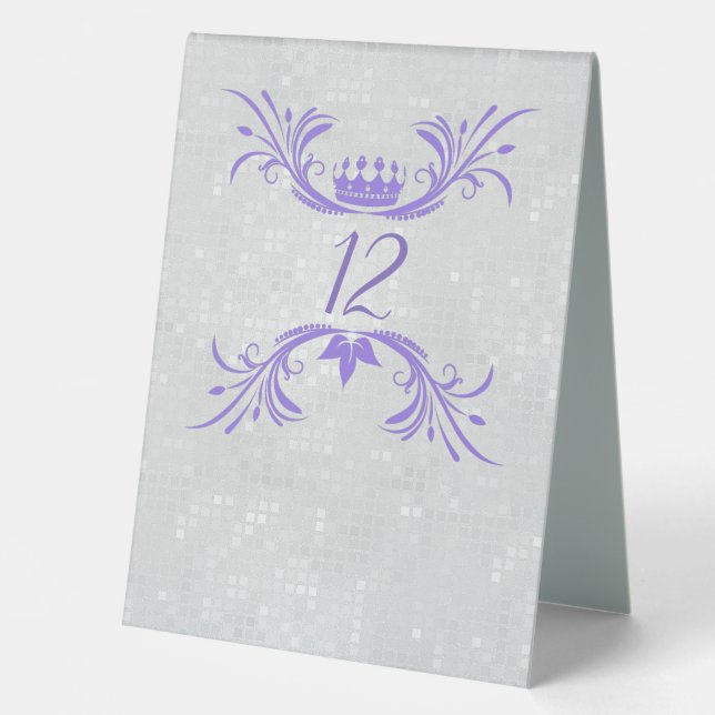 Plaque De Table Séquence de Quinceanera Faux et Couronne pourpre (Recto)
