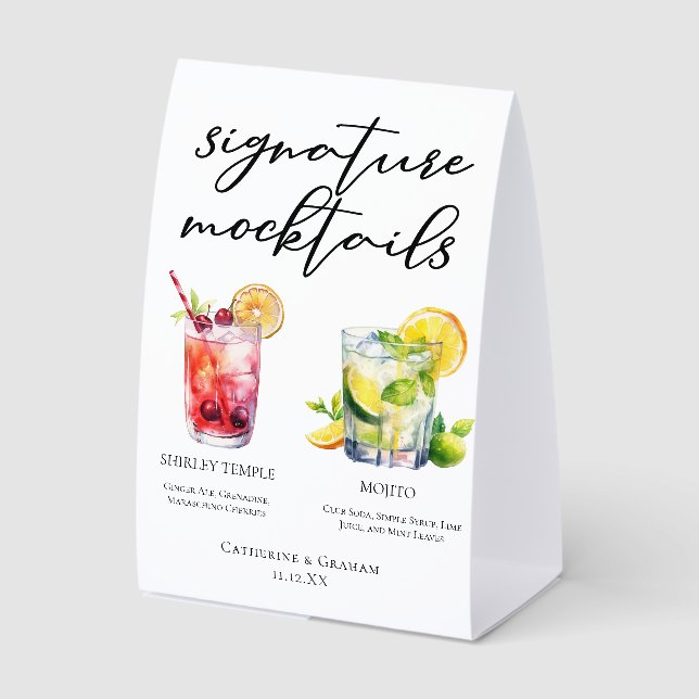 Plaque De Table Shirley Temple Mojito Signature Mocktails Menu (Recto)