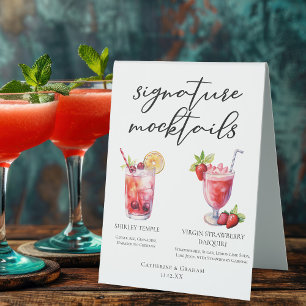 Plaque De Table Shirley Temple Strawberry Daiquiri Mocktails Menu
