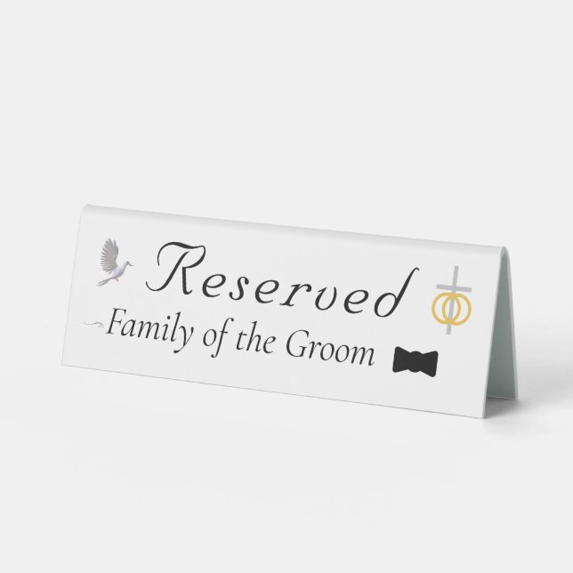 Plaque De Table Signal Mariage Réservé Unité Nuptiale (Groom) (Recto)