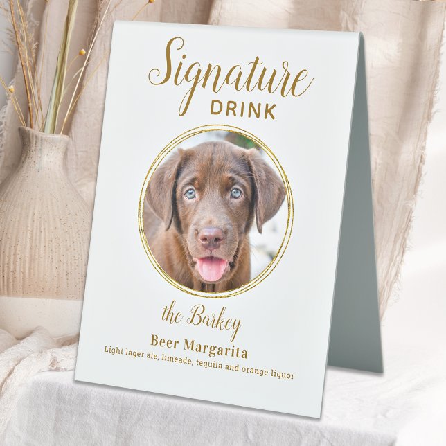 Plaque De Table Signature Boire Elegant Gold Pet Mariage Photo (Créateur téléchargé)