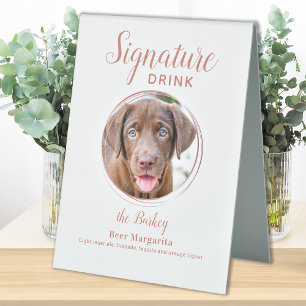 Plaque De Table Signature Boire Élégant Rose Gold Pet Mariage