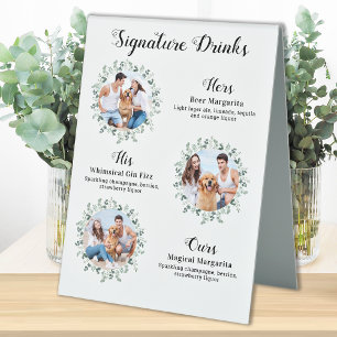 Plaque De Table Signature Boissons Élégante Animaux Mariages 3 Pho