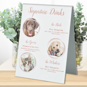 Plaque De Table Signature Boissons Rose Gold Animaux Mariage 3 Pho