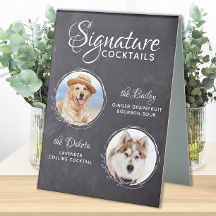Plaque De Table Signature Cocktails Barre de Chien 2 Animaux Maria