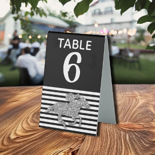 Plaque De Table Silver Racehorse Black White Stripes Numéro