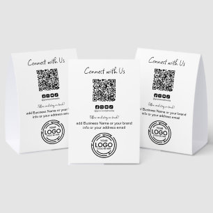 Plaque De Table Simple Connectez-vous avec nous Code Qr Entreprise
