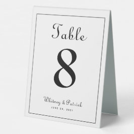 Plaque De Table Simple élégante table de mariage Numéro noir blanc