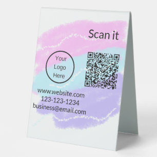 Plaque De Table Simple minimum q r code ajouter logo code d'analys