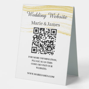 Plaque De Table Site Web mariage Ajouter un nom Site QR Code Minim
