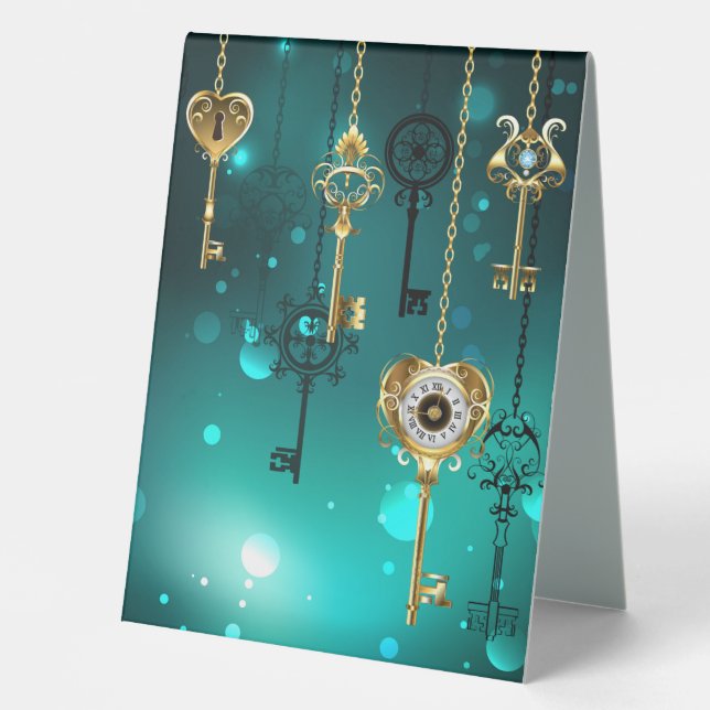 Plaque De Table Skeleton Keys on Green Background (Recto)