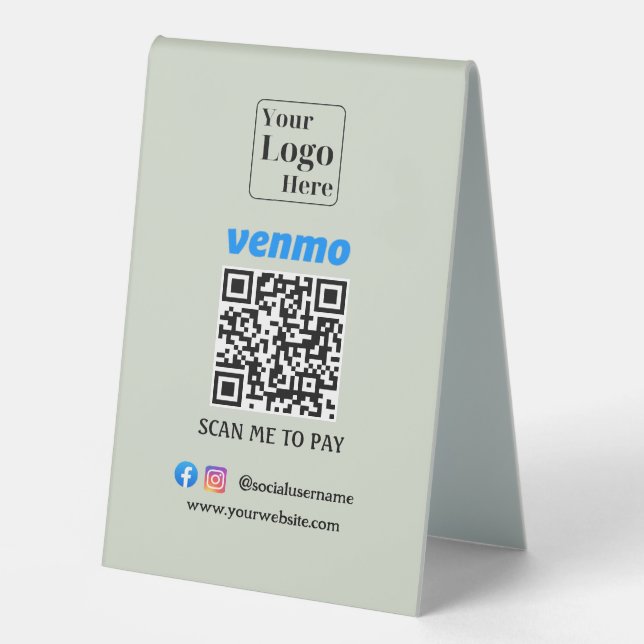 Plaque De Table Stand de paiement de code QR Venmo personnalisé (Recto)