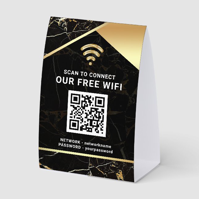 Plaque De Table Stylish Black QR Code Wifi Network Password (Recto)