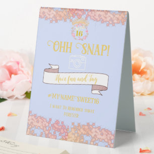 Plaque De Table Sweet sixteen Baby Blue Fairytale Princess