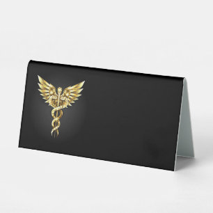 Plaque De Table Symbole caducée polygonal or