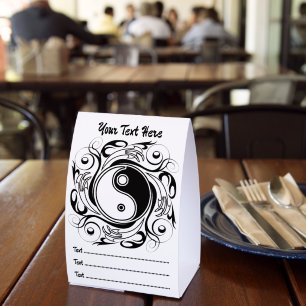Plaque De Table Symbole Yin & Yang noir et blanc de style tatouage