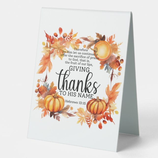 Plaque De Table Table d'action de grâce prière 2 (Recto)