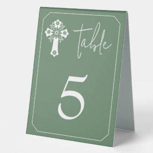 Plaque De Table Table Tente Florale Croix Christening Fern Green