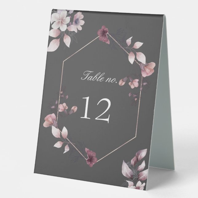 Plaque De Table tableau mariage floral de chute lunaire (Recto)