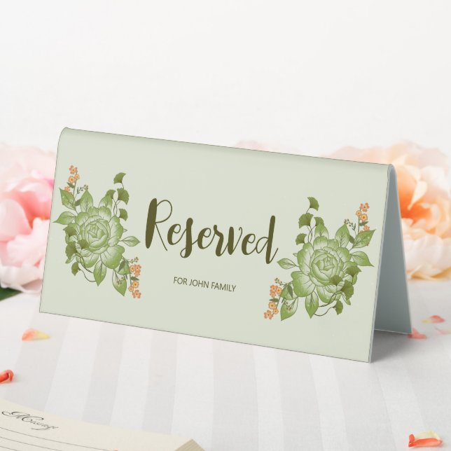 Plaque De Table Thème de Mariage Floral Rose vert (In SItu (Mariage))