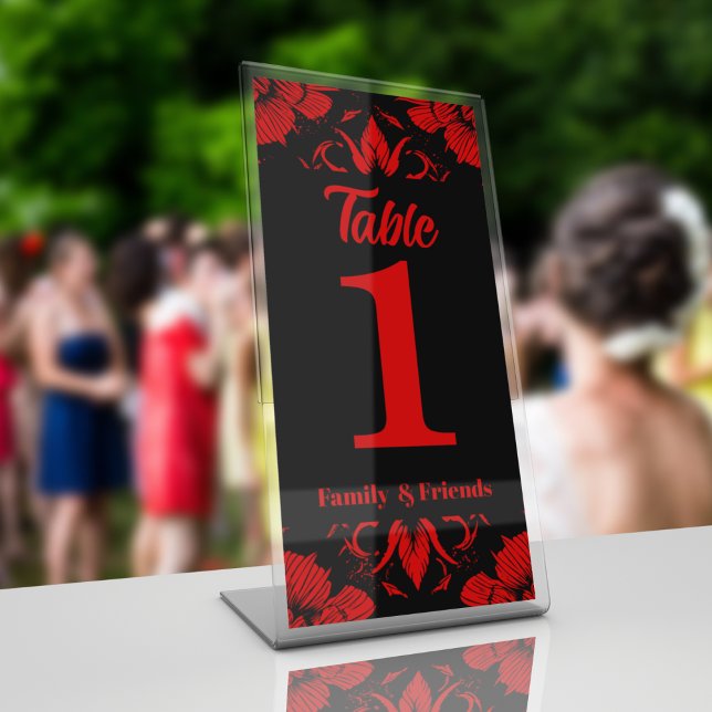 Plaque De Table Thème Floral Rouge (Créateur téléchargé)