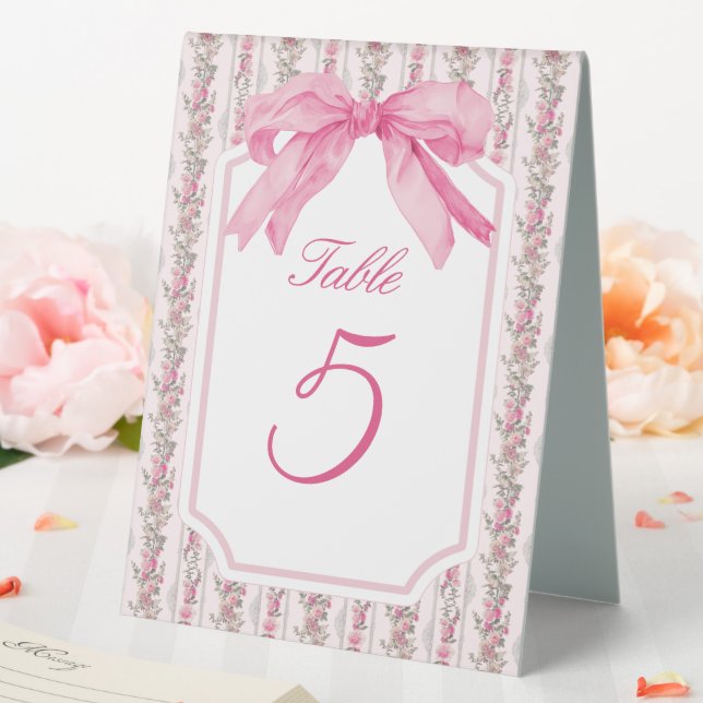 Plaque De Table Thème Pink Bow Coquette Love Shack (In SItu (Mariage))