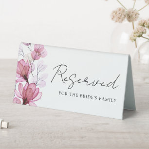 Plaque De Table Transparent Dusty Rose Floral Réservé