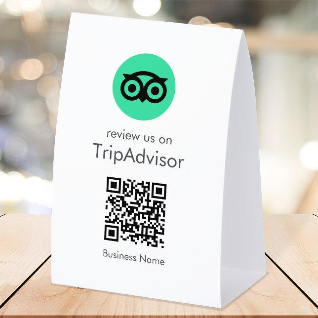 Plaque De Table Tripadvisor Tabletop Sign | QR Review Table Tent (Gain Tripadvisor reviews & grow your business with this rating request editable tabletop sign.)