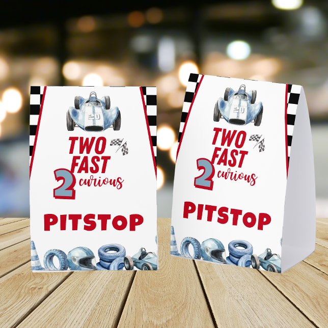 Plaque De Table Two Fast 2nd birthday Boy Racing Car Pitstop (Créateur téléchargé)