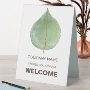 Plaque De Table Typographie de l'entreprise Eucalyptus Leaf Welcom