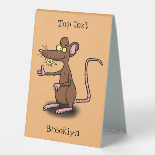 Plaque De Table Un rat brun mignon pouce vers le haut dessin animé