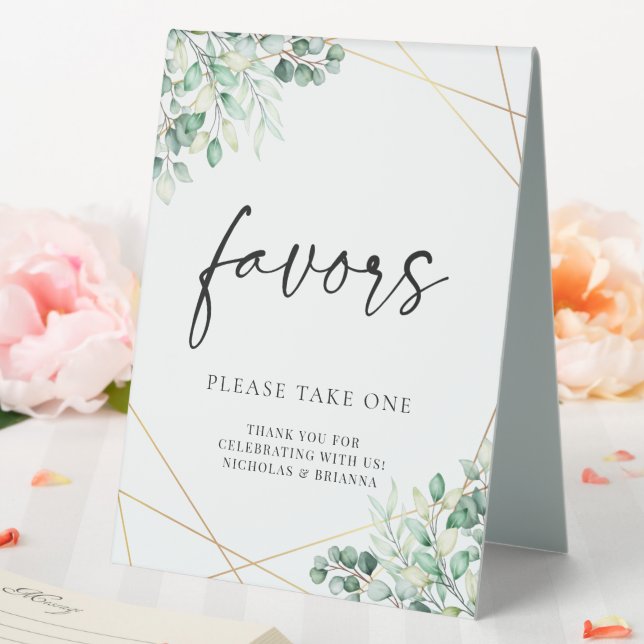 Plaque De Table Vert Eucalyptus Géométrique Mariage Faveurs (In SItu (Mariage))