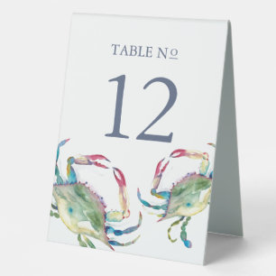 Plaque De Table Watercolor Blue Crab Beach Wedding