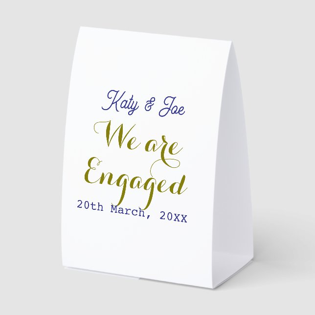 Plaque De Table We are Engaged purple gold name date elegant simpl (Recto)