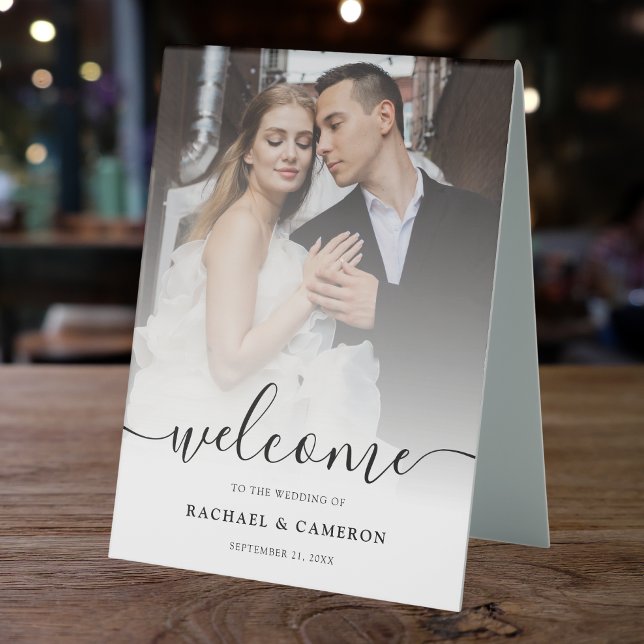 Plaque De Table Wedding Photo Welcome Sign (Wedding Photo Table Tent)