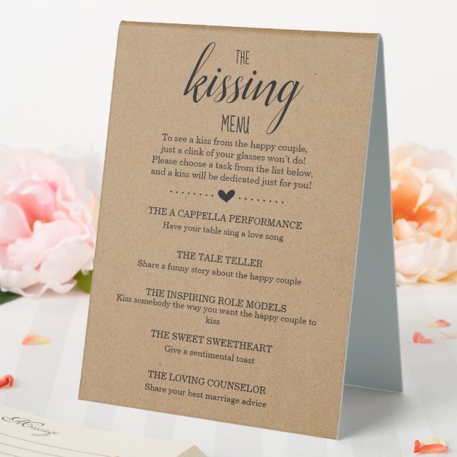 Plaque De Table Wedding shower Jeu Le Menu Baiser (In SItu (Mariage))