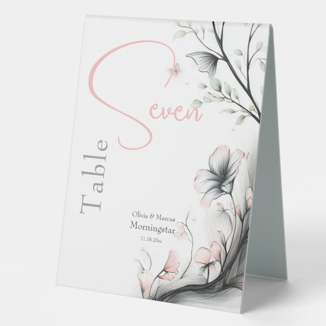 Plaque De Table Whimsical Delicate Blush Floral Branch  (Recto)