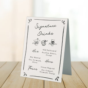 Plaque De Table Whimsical Hand Drake Signature Boissons