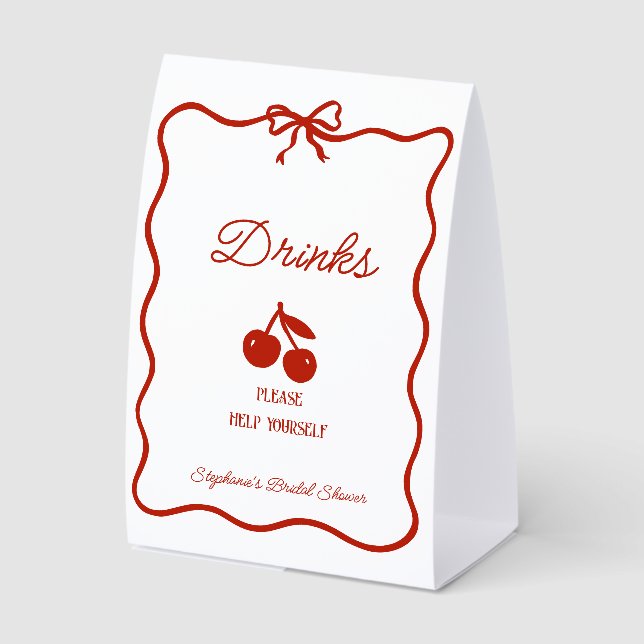 Plaque De Table Whimsy Red She's the Cherry on Top Bridal Shower (Recto)
