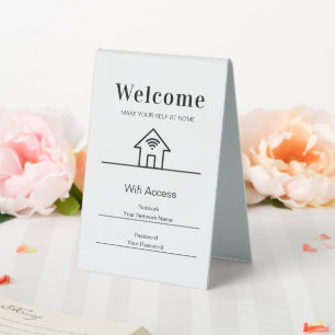 Plaque De Table White Simple Welcome Home Wifi Metal