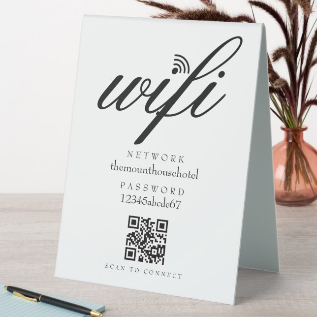 Plaque De Table Wifi Network Password QR Code (En SItu (Tableau))
