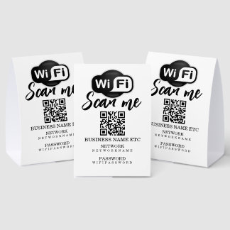 Plaque De Table Wifi Password and Network Personalized QR Code