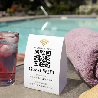 Plaque De Table Wifi Password and Network Personalized QR Code