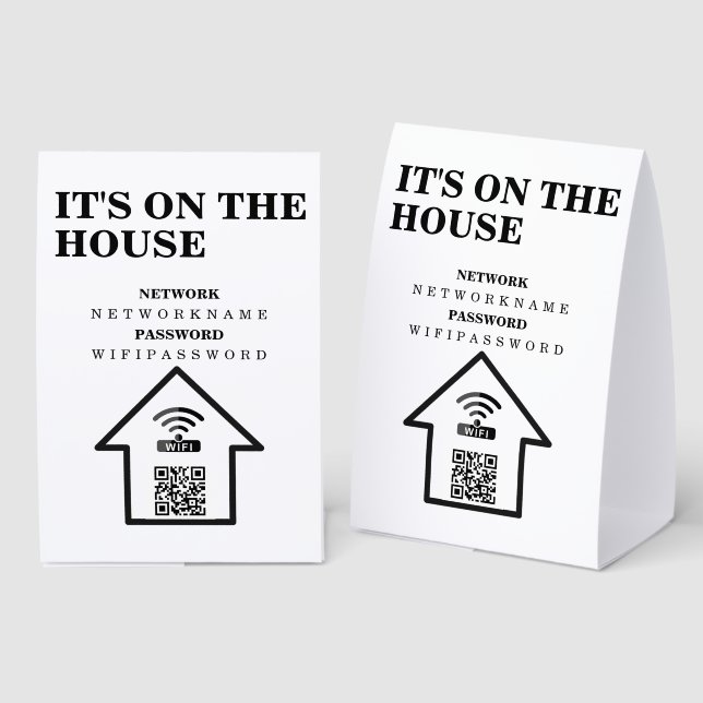 Plaque De Table WIFI QR Code Password and Network Personalized  (Recto/verso)