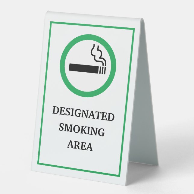 Plaque De Table Zone de fumée verte et blanche Métal A-Frame (Recto)