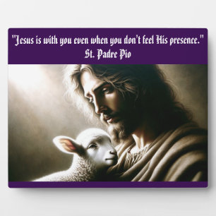 Plaque de Tabletop Jésus avec agneau avec Easel