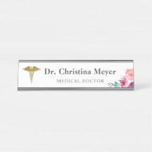 Plaque d'identification de bureau Médicale floral