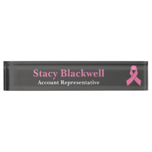 Plaque d'identification de ruban rose de cancer du
